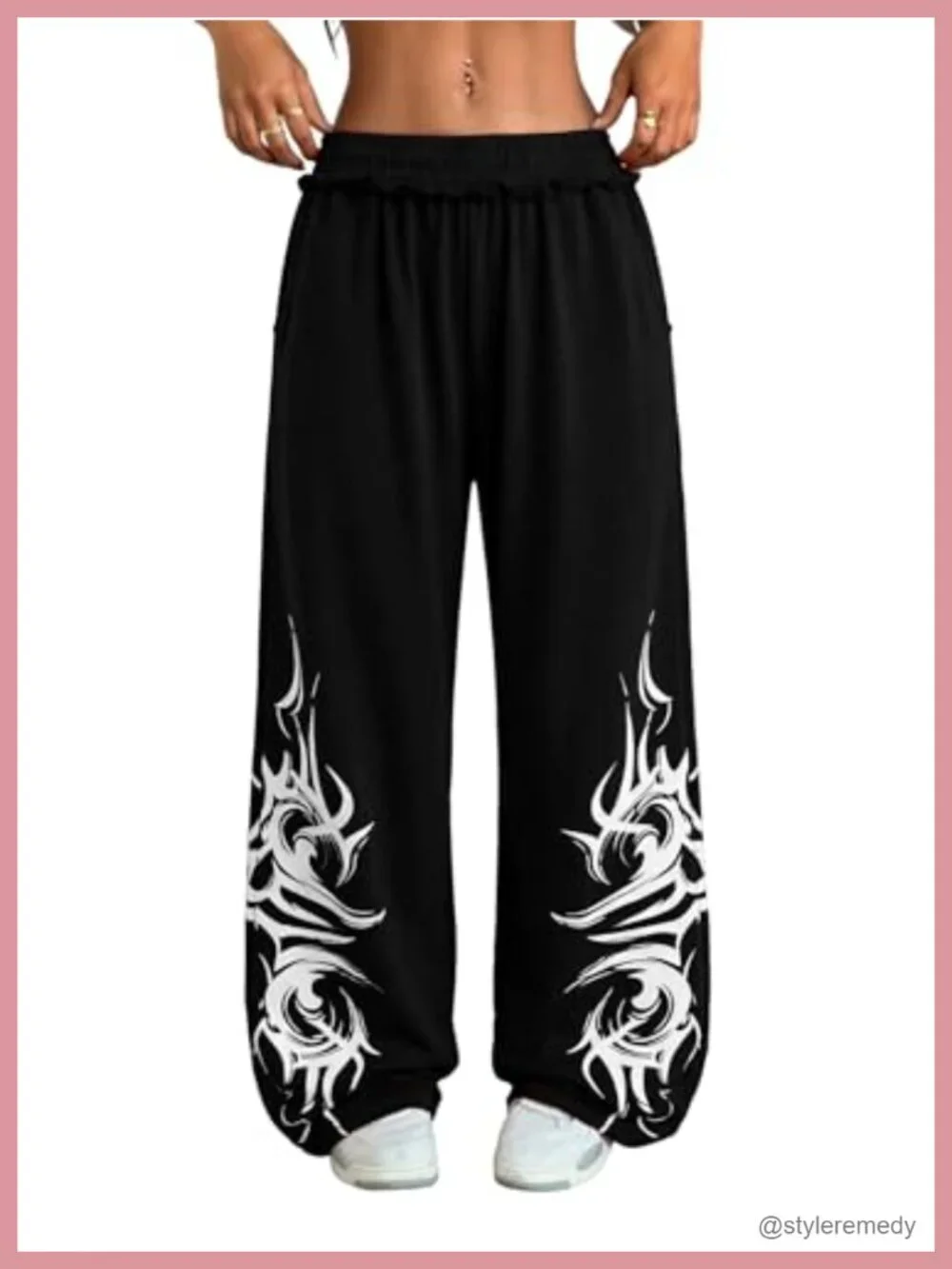 Wide Leg Sweatpants Y2K Gothic Graffiti High Waisted Baggy Lounge Pants with